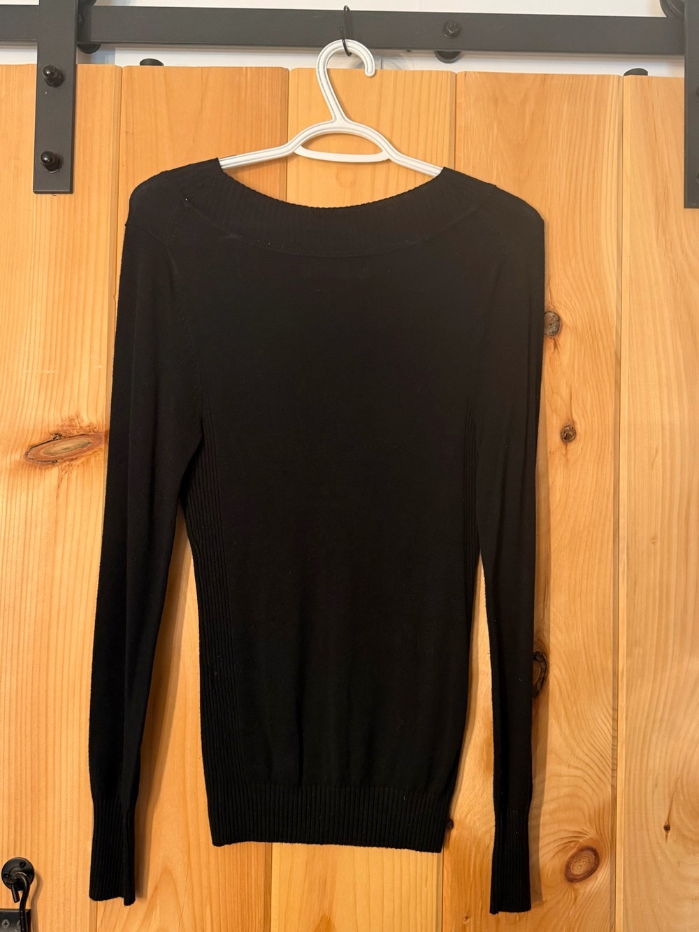 Express Black V-Neck Sweater - Slim Fit Rib Trim - Picture 5 of 10